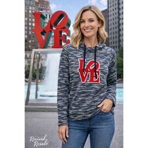 Philadelphia LOVE Hoodie Size Small Black White Red Light Cozy Pullover